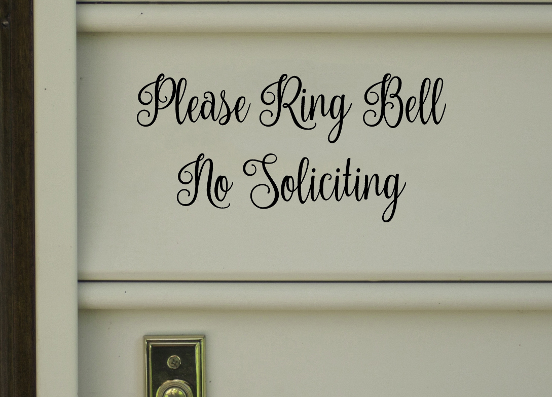 Please Ring Bell No Soliciting | Vinyl Decal Sticker | Front Door Porch