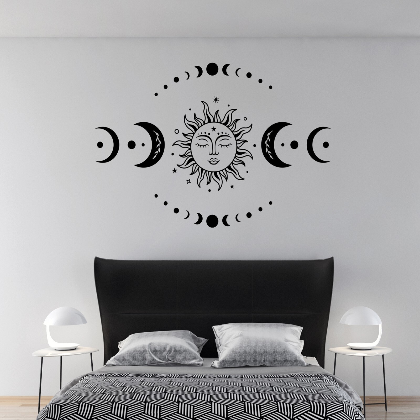 Moon Phases Wall Decal – Boho Sun and Moon Wall Decal – Bohemian Wall Decals