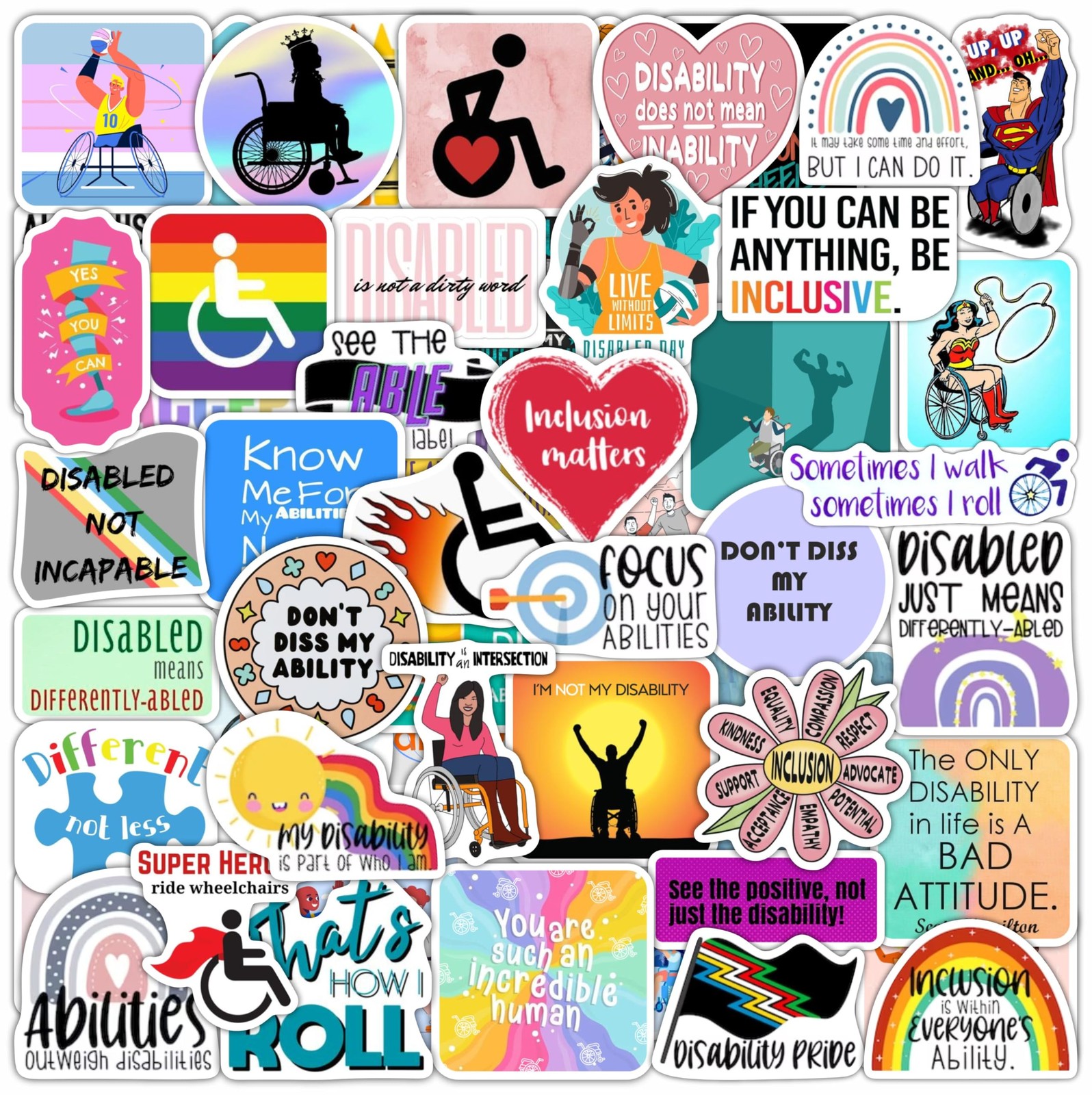 BulbaCraft Disability Stickers for Water Bottle and Laptop – Disability Pride Pa