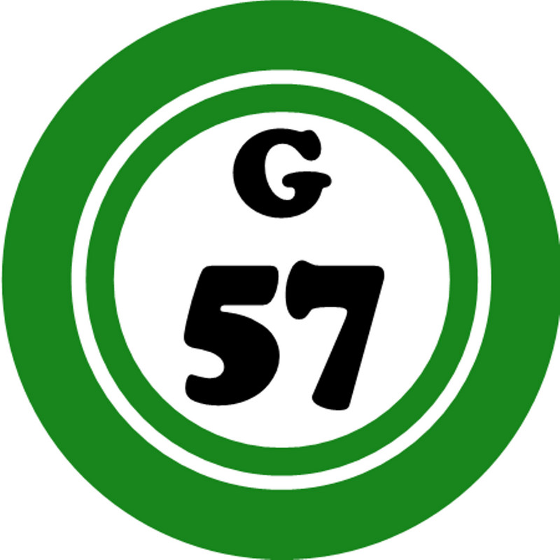 G 57 G57 Bingo Ball – 3 Inch Circle Sticker 3″ x 3″ – Hobby Number Board Lucky
