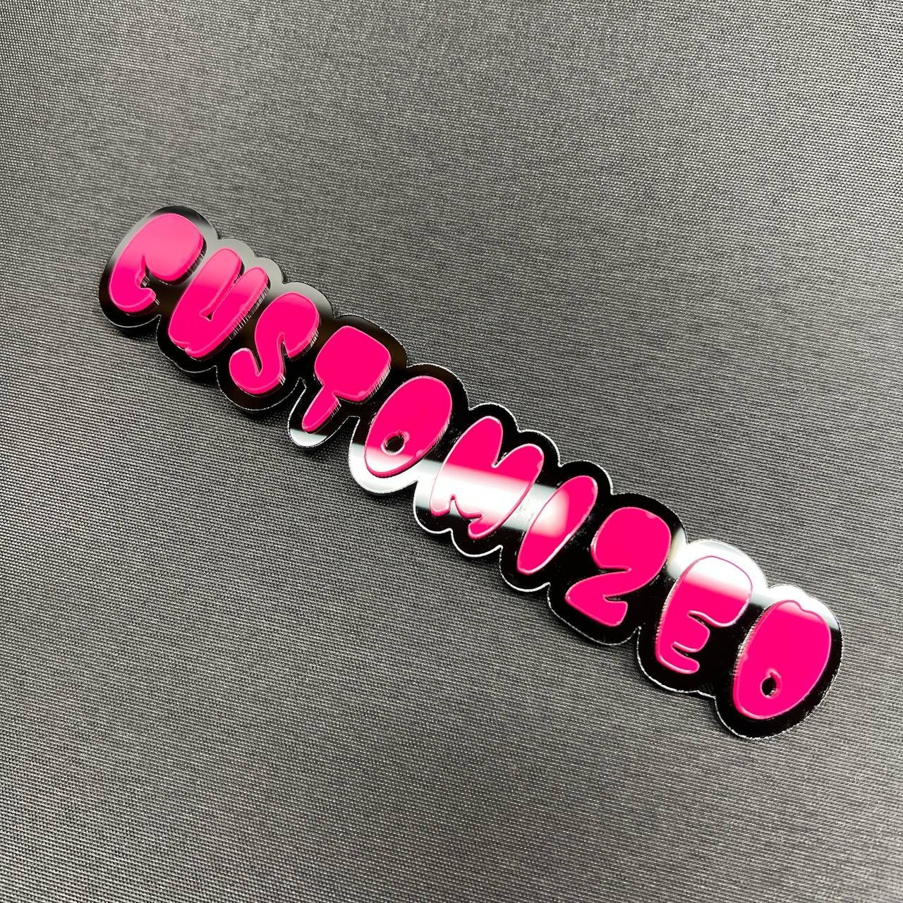 1X Custom Graffiti Font Acrylic Emblem Multicolor Personalized Car text Badge