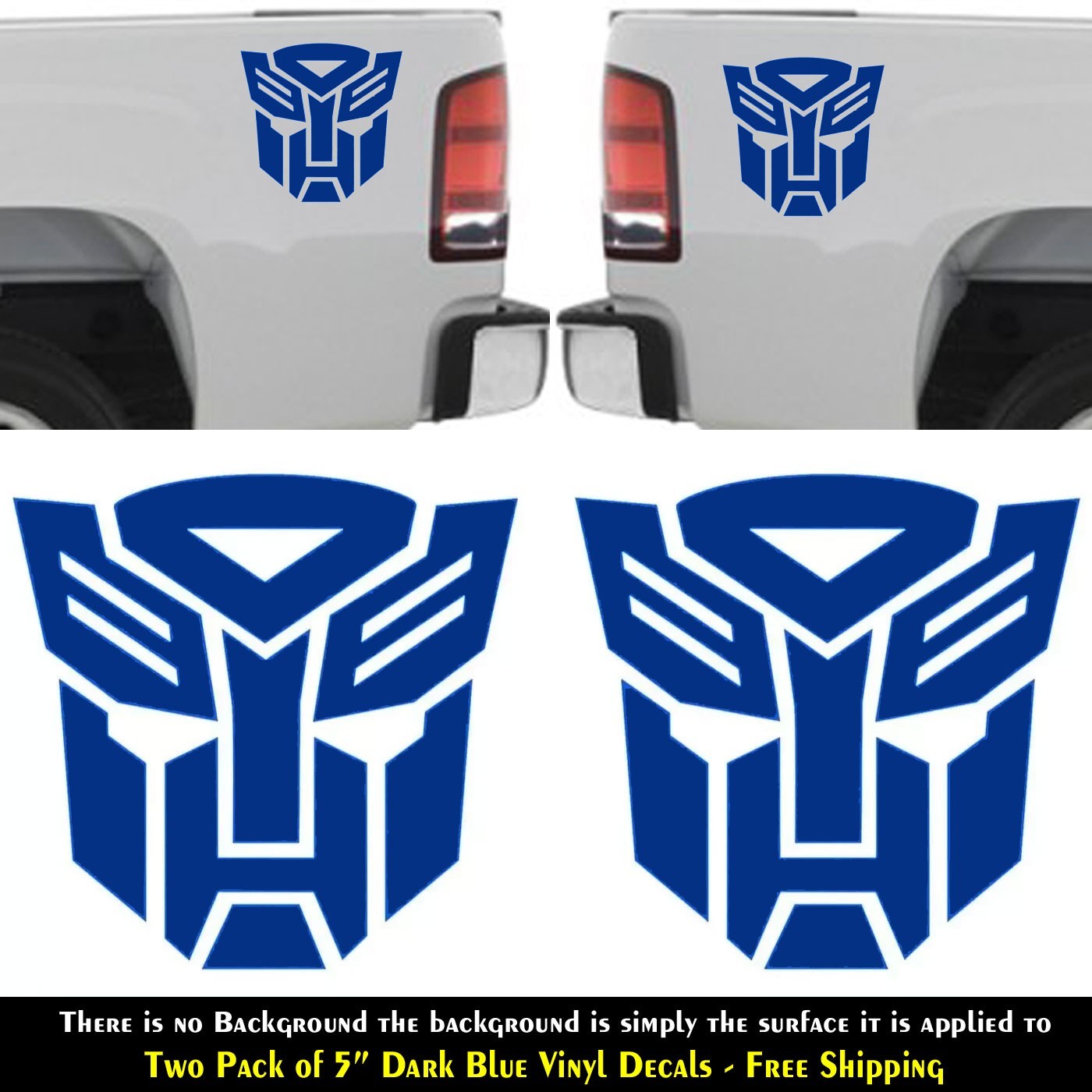 Autobot Inspired Transformers 2 Pack 5″ Blue Vinyl Decal Car Truck Window Bumper