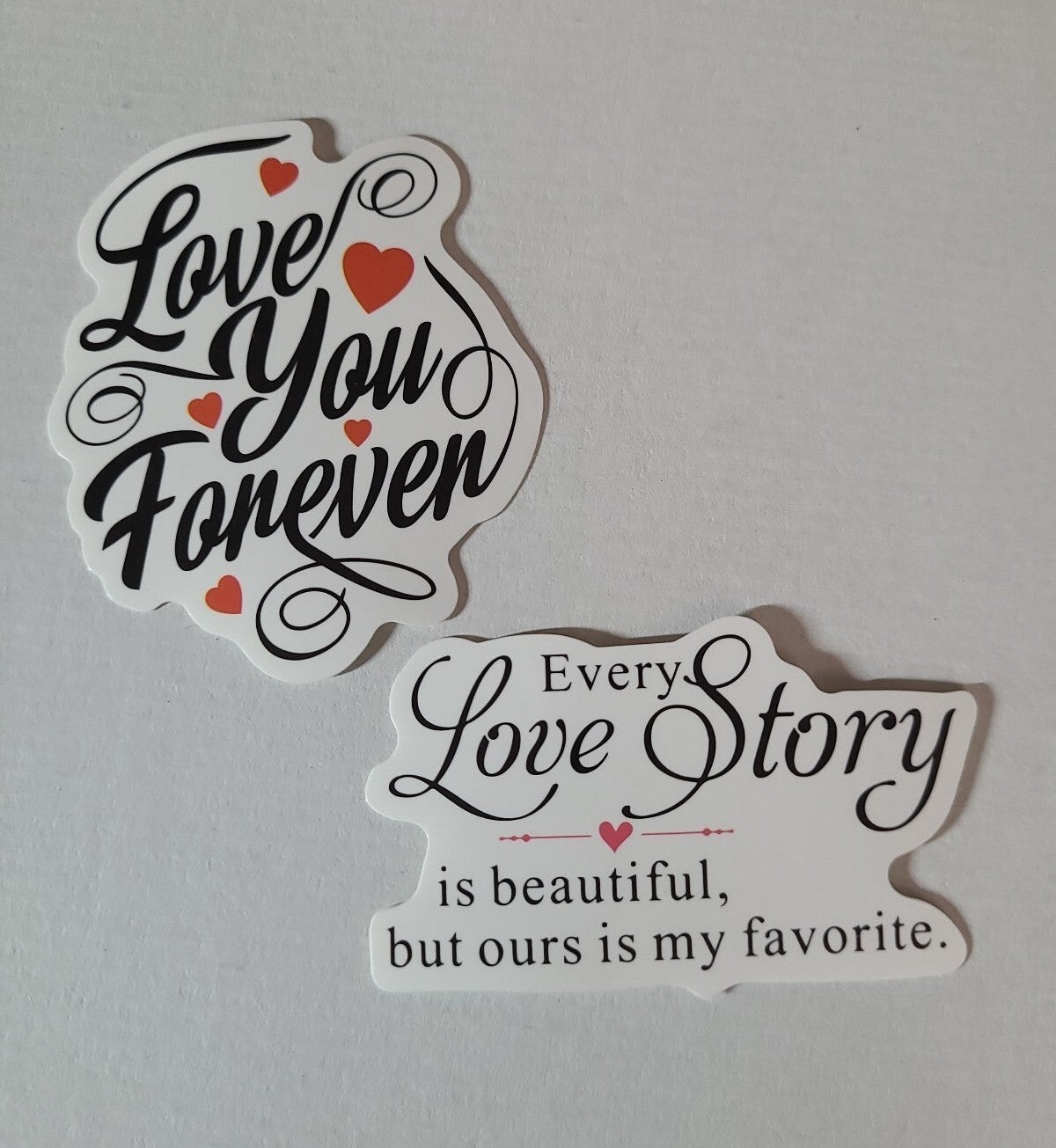Love story my favorite vinyl sticker set of two hearts Valentine’s day forever