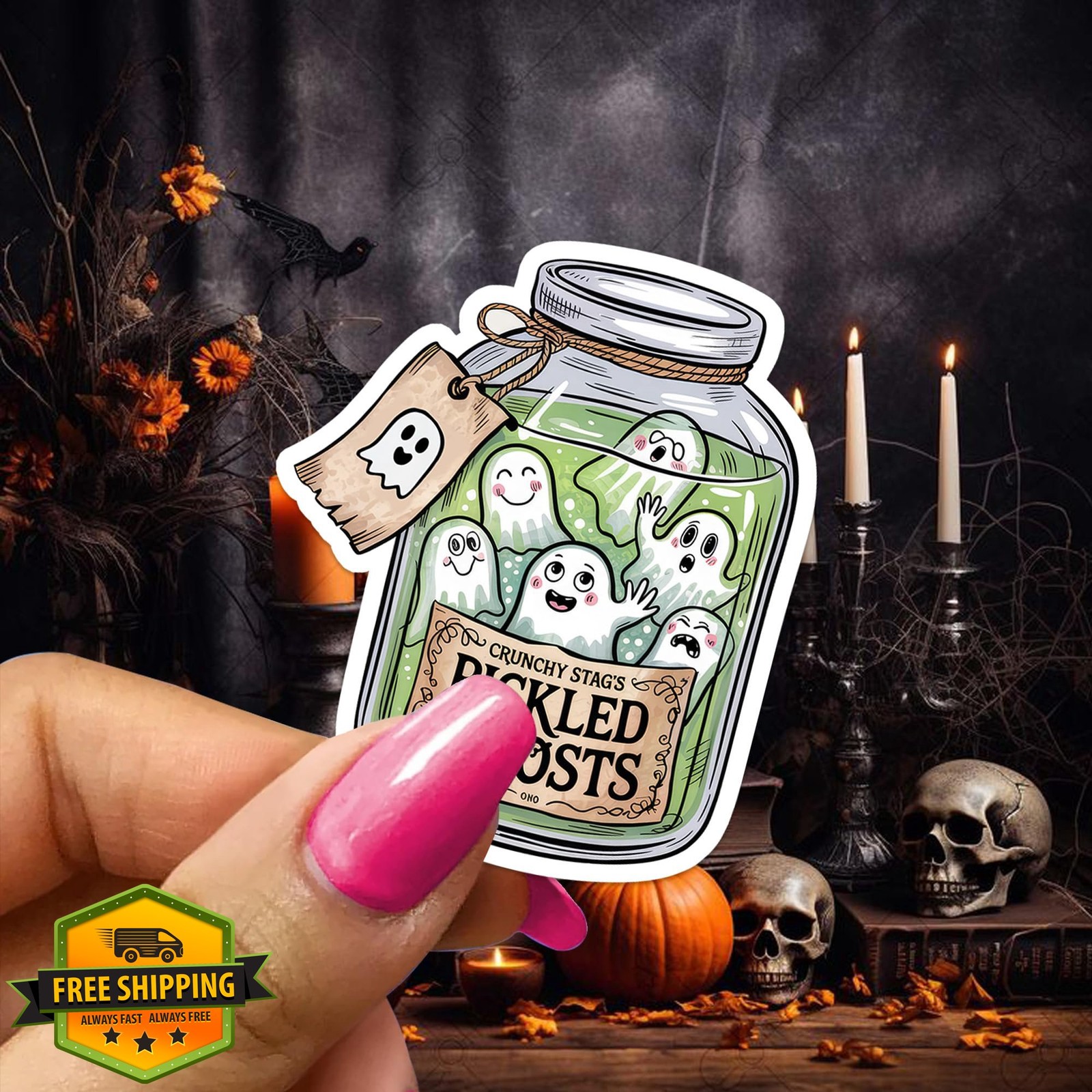 TinymalsDesign Ghost Foods Sticker Pack 10pcs Halloween