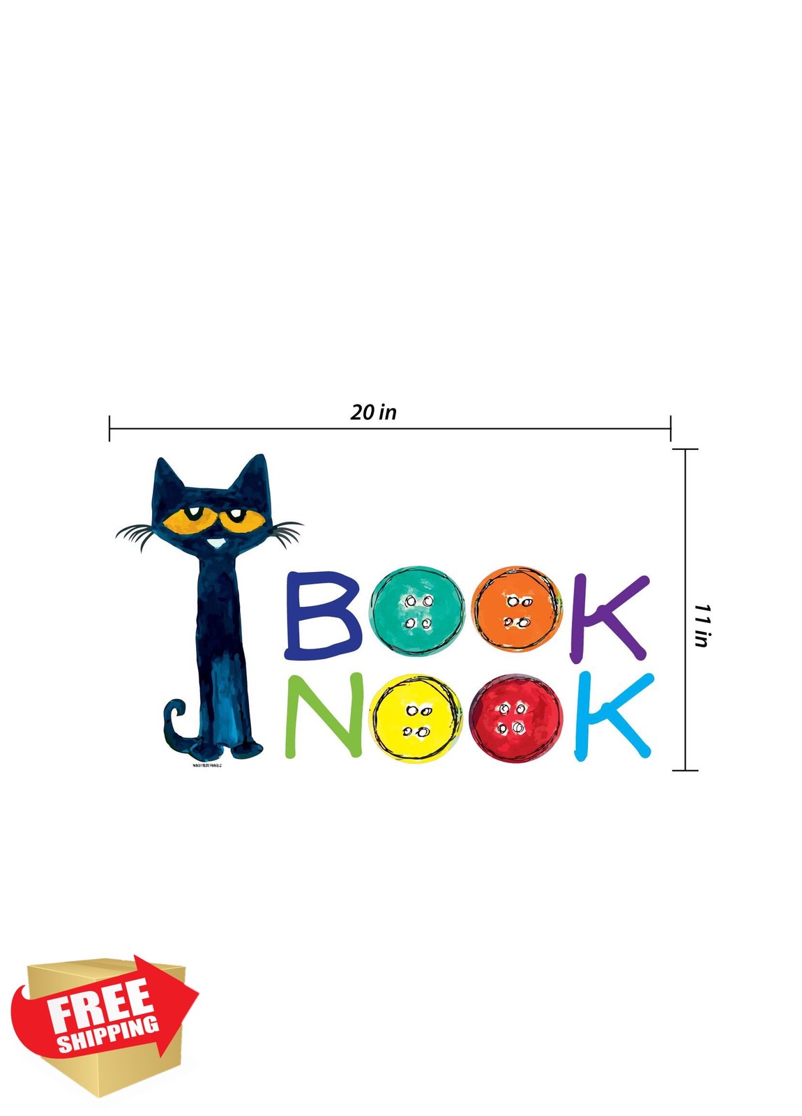 Pete The Cat Book Nook Wall Decal 20″x11″ – Multicolored