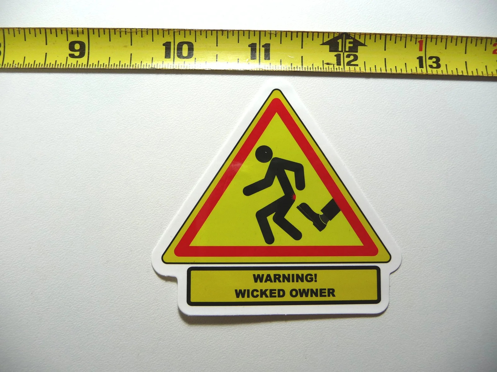 WARNING WICKED OWNER SMALL STICKER DECAL SIGN FUN LITTLE SIGNS FUNNY