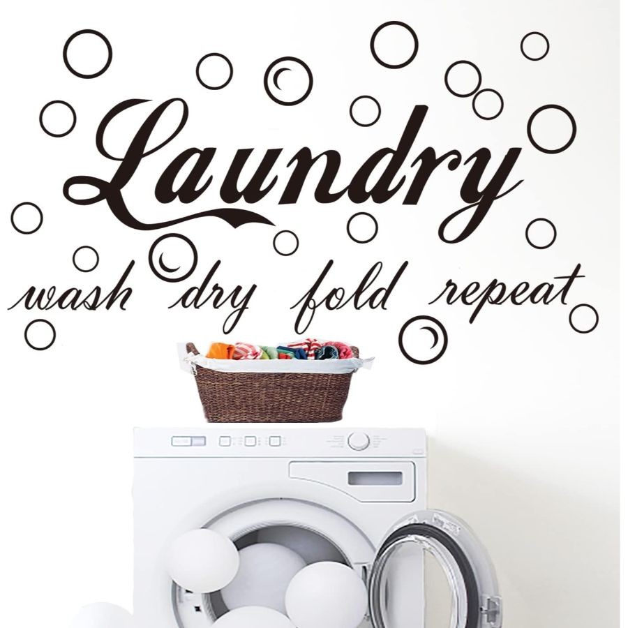 23 Pieces Characteristic Laundry Room Vinyl Wall Decal Saying Wash Dry Fold R