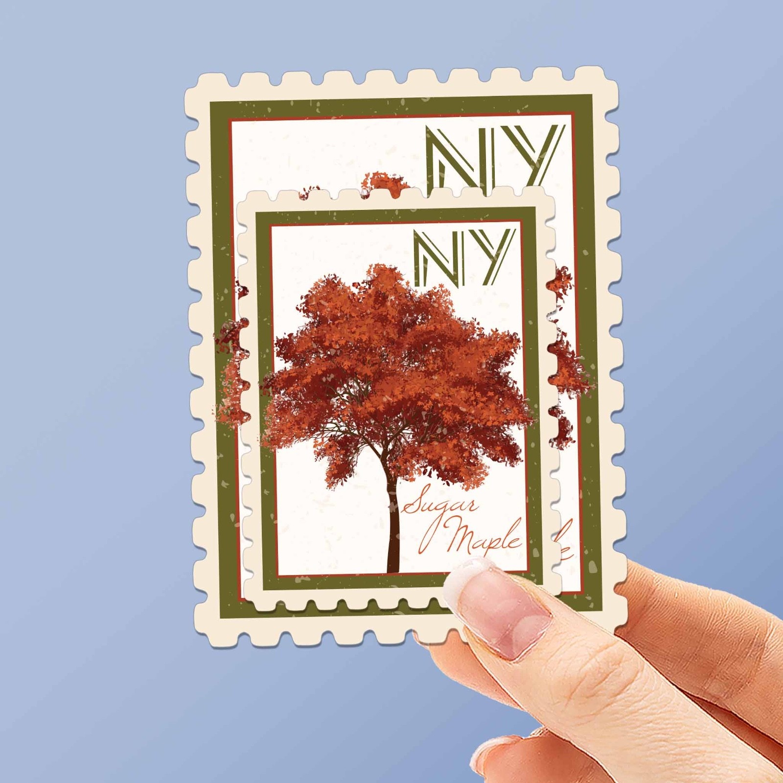 New York State Tree Sugar Maple Sticker – NY Vintage Stamp Decal