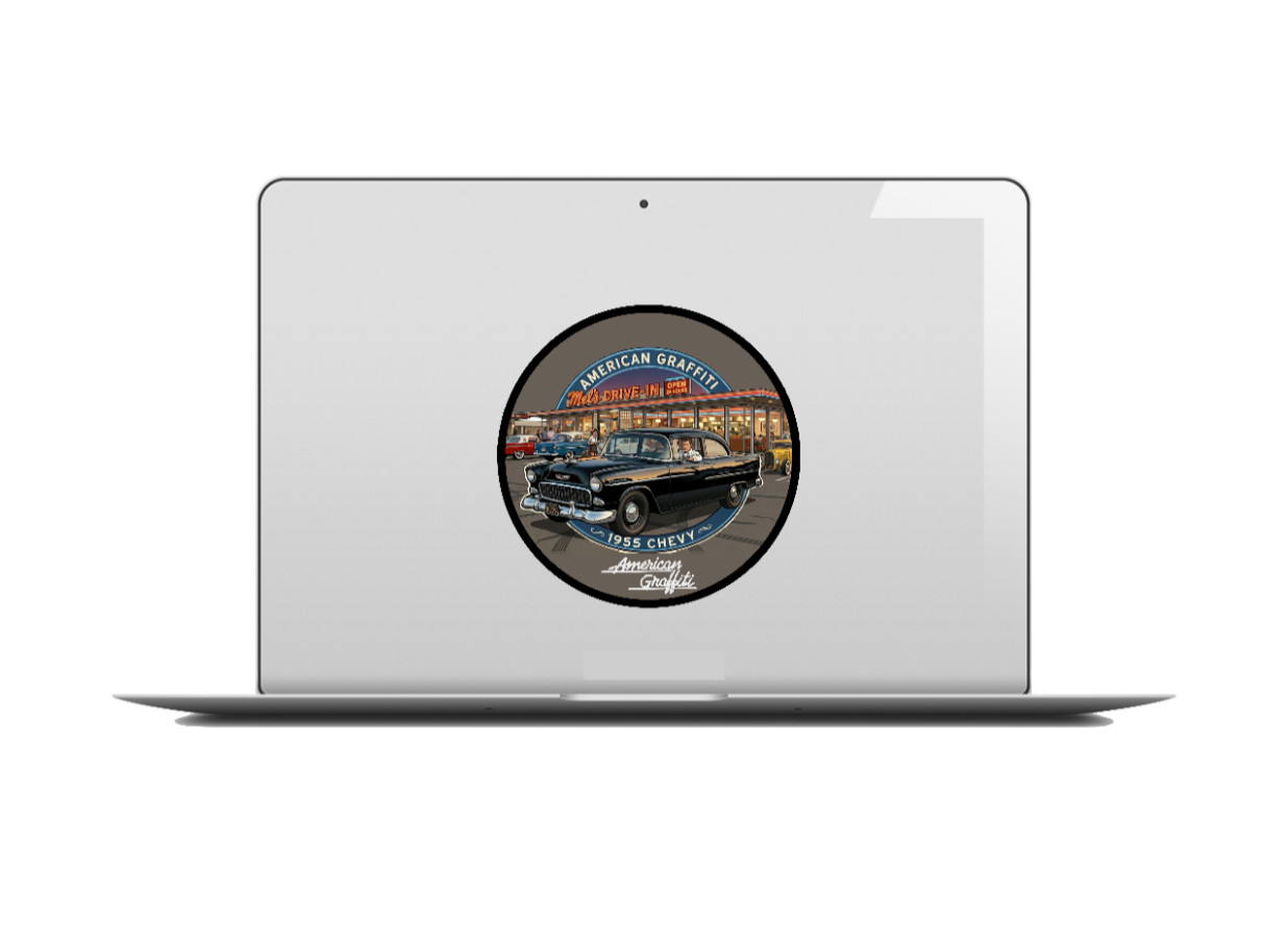 Car Classics – American Graffiti ’55 Chevy 4″ Handmade Vinyl Decal Cooler Laptop