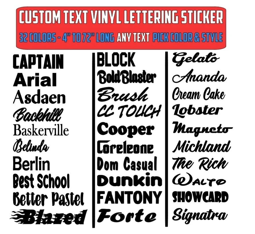 Custom Decal Sticker Vinyl Lettering Personalized Text,Window Wall Car Truck (14