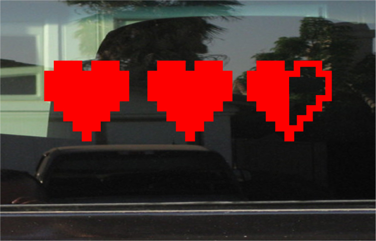 Video Game Heart Container Custom Vinyl Sticker Decal 8 Bit Retro RPG Adventure