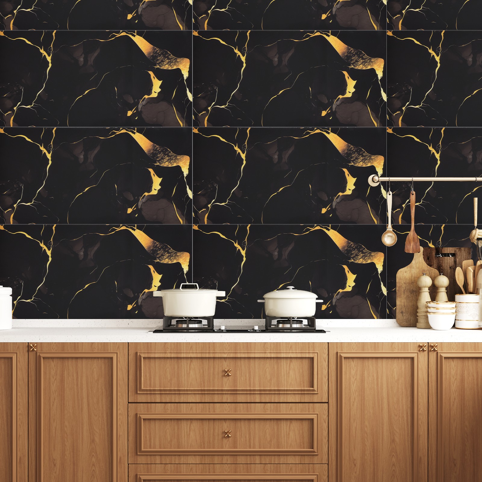 40PCS Peel&Stick Marble Wall Stickers Waterproof PVC Wallpaper Kitchen Bathroom