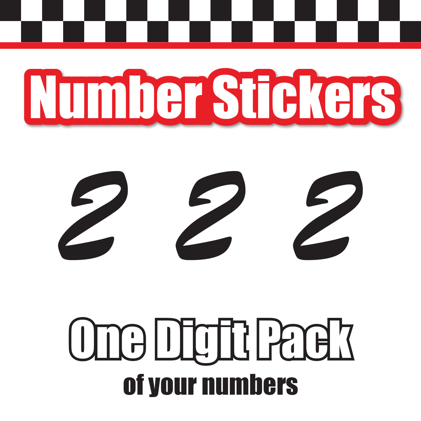 3 Digit Single Number Stickers Custom Decal Locker Door 3pc Brush Script MT