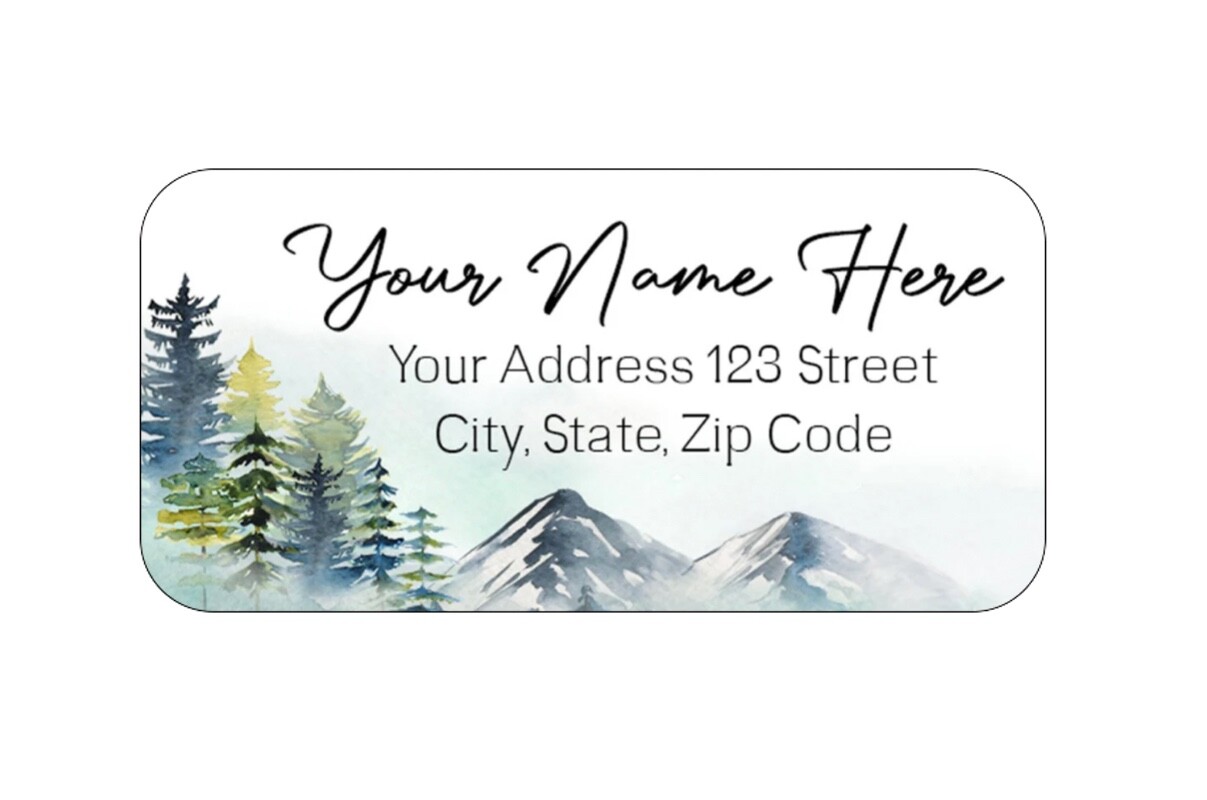 48 Personalized Tree Mountain Woodland Landscape Address Labels Stickers A144