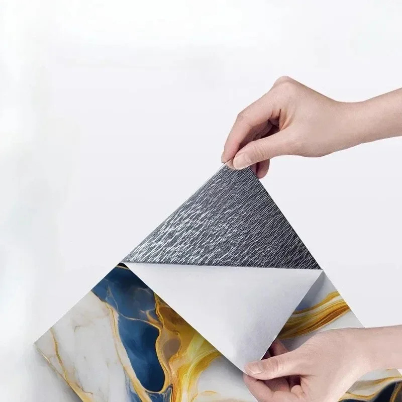 10PCS 3D Marble Effect Tile Stickers Waterproof Self Adhesive Panels for Bathroo