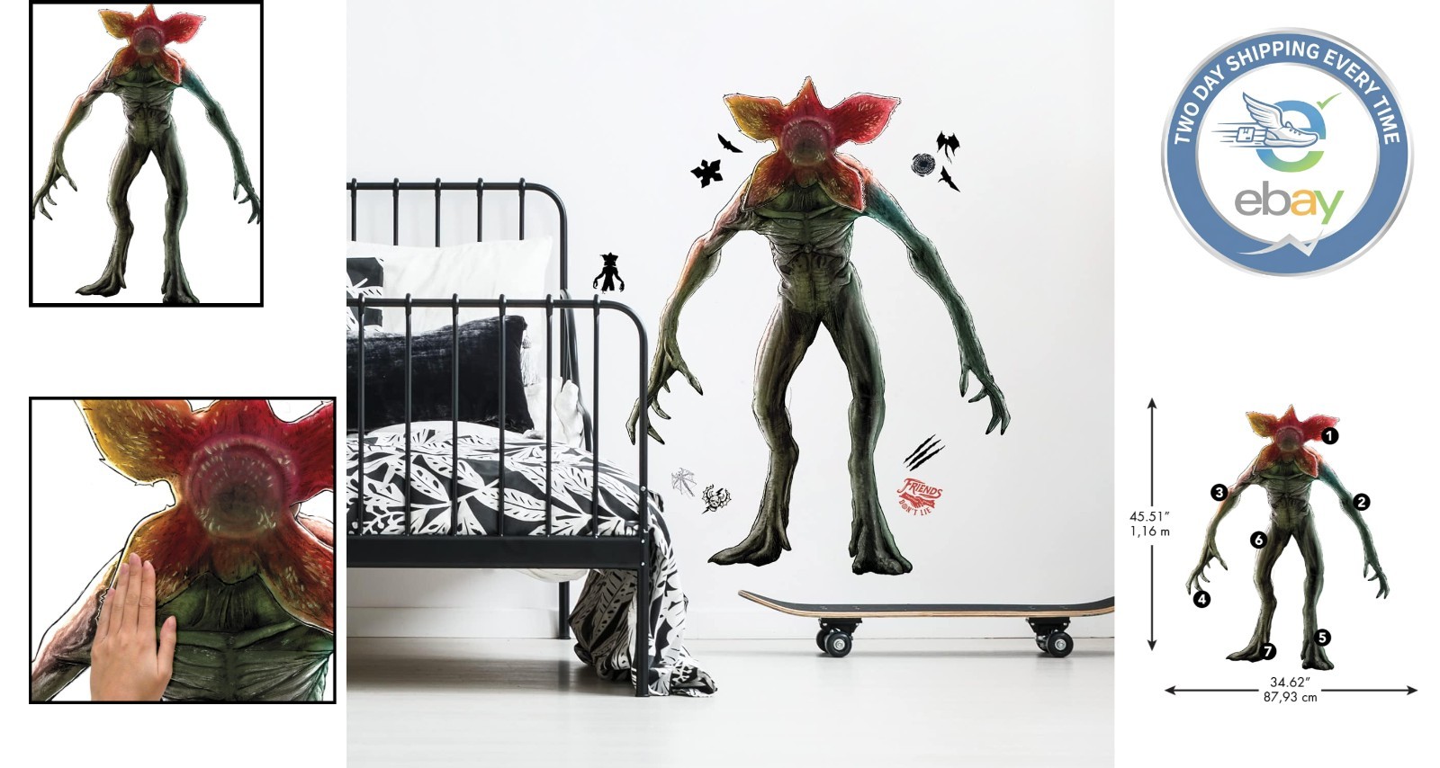 Stranger Things Demogorgon Glitter Wall Decal Set – Fun Room Transformation
