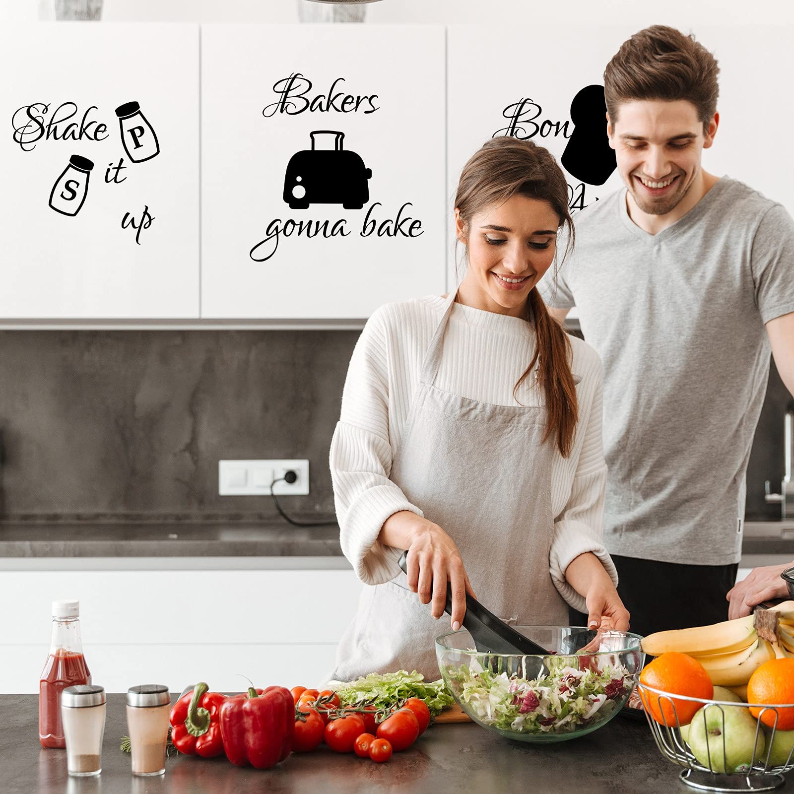 4 Pcs Kitchen Wall Stickers Kitchen Quotes Wall Decals with Funny Lettering V…