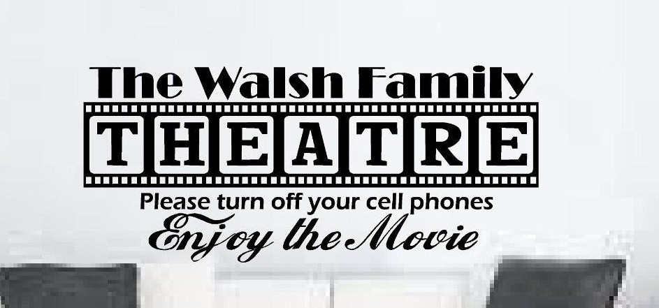Cinema Theatre personalized sign home movie theater vinyl wall decor mural decal