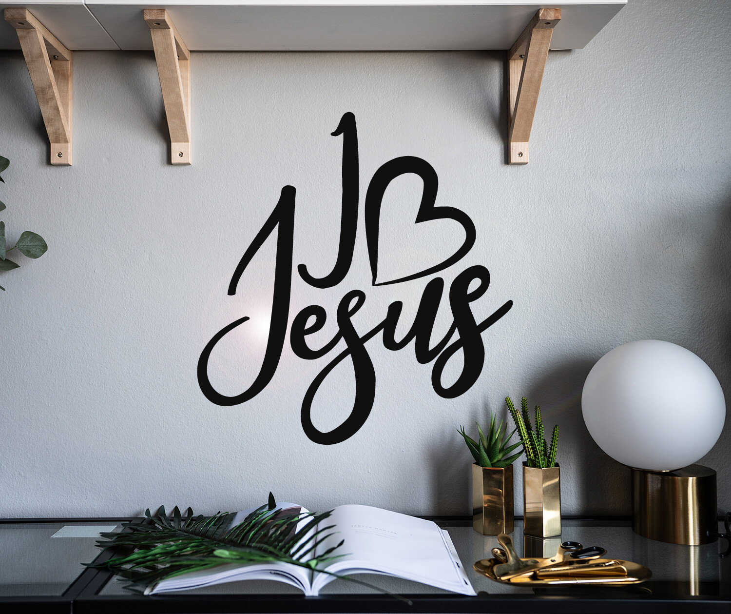Vinyl Wall Decal Lettering Love Jesus Religion Stickers 22.5 in x 21.5 in gz163