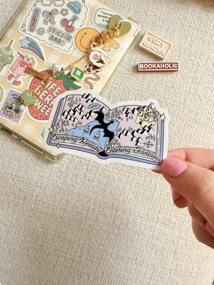 Escaping Reality Entering Fantasy Sticker – Dreamy Vinyl Decal for Journals