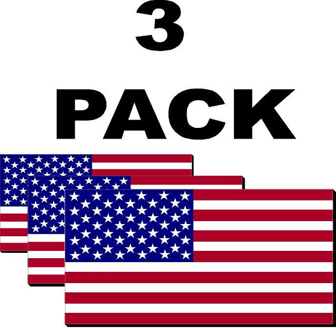 (PACK OF 3) American Flag USA Sticker 3M Military-Marines-Army- Navy-w U/V LAM.