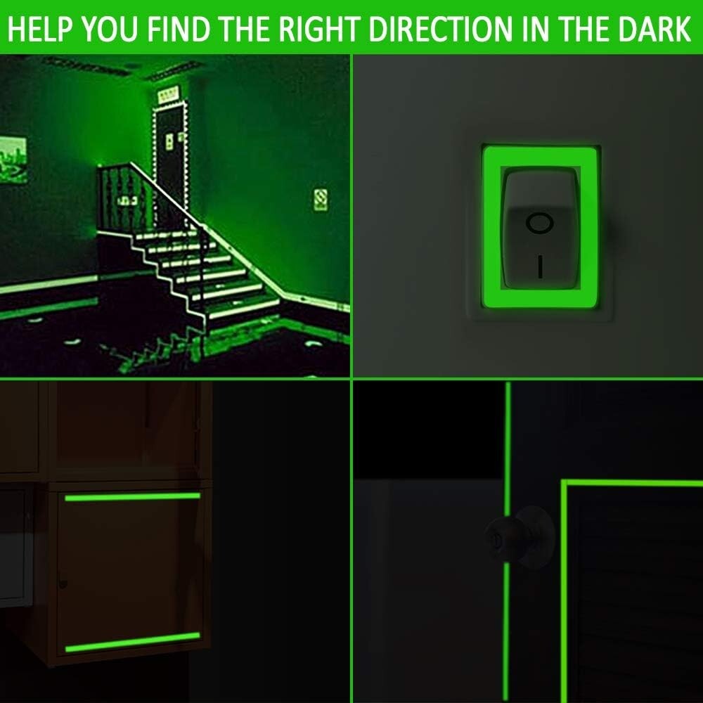 Heavy-Duty Safety Luminous Tape – Green Light – Waterproof – 2PCS, 10m x 10mm