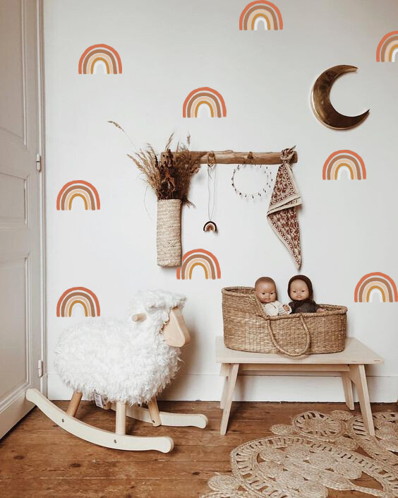 Rainbow Wall Decals – Hand Drawn Rainbow Wall Sticker, Boho Rainbow