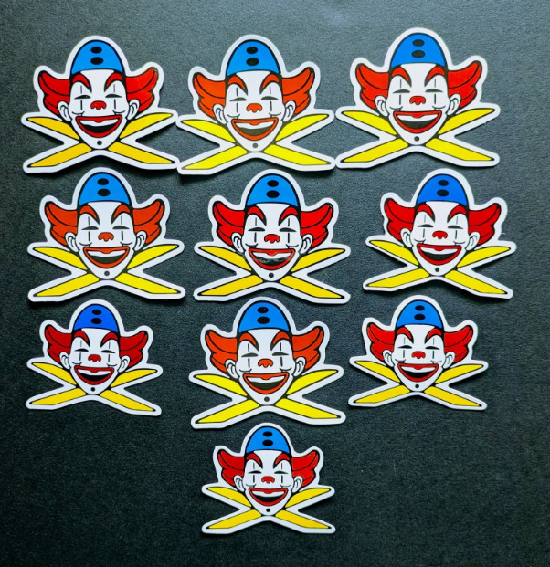 Funny Clown Stickers, Laptop, Water bottle, 10 pk