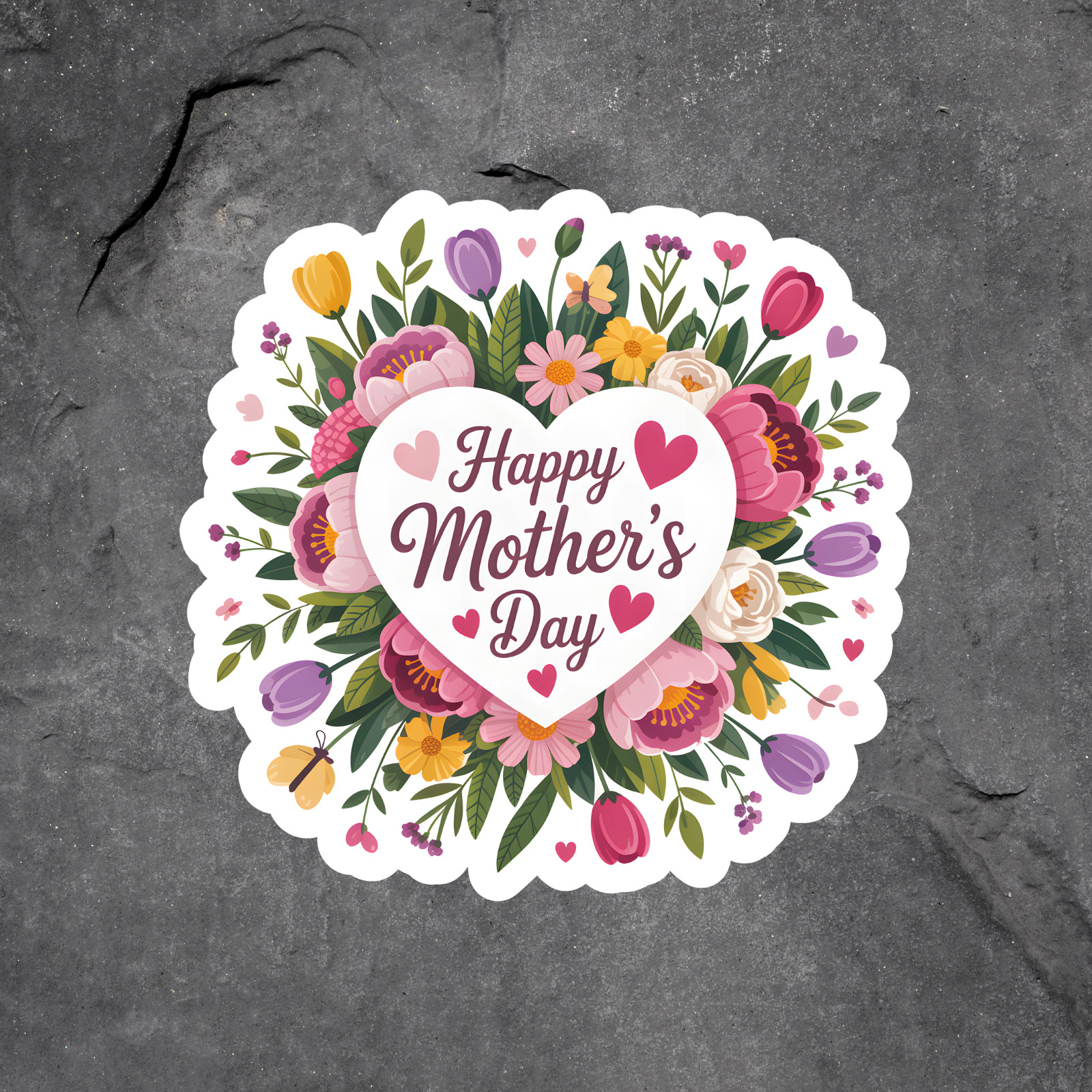 Mom Sticker Vinyl Decal Happy Mothers Day Floral Heart Cute Gift 7″