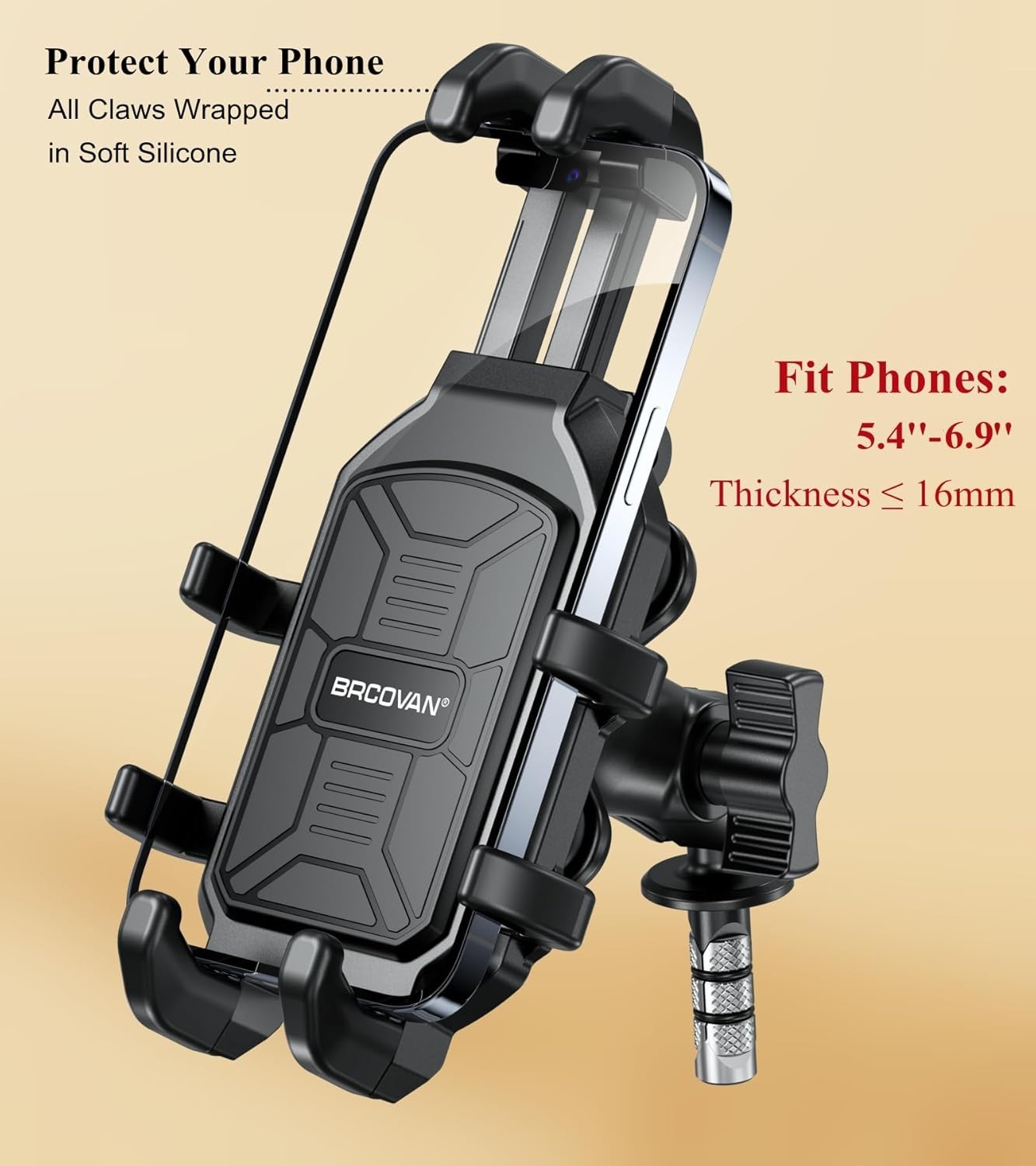 Motorcycle Fork Stem Phone Mount Holder with Vibration Dampener, Heavy Duty Cell