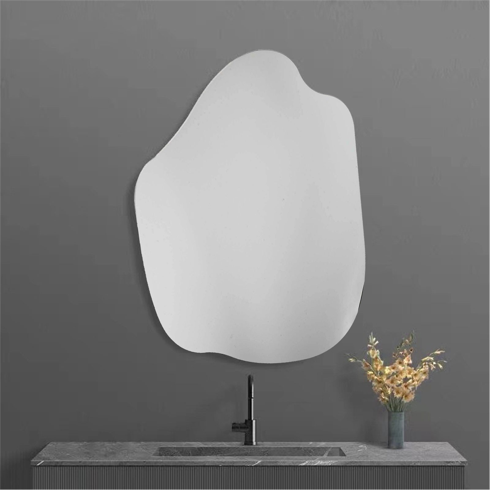Sleek Irregular Wall Mirror for Dressing Table Bedroom Easy Installation