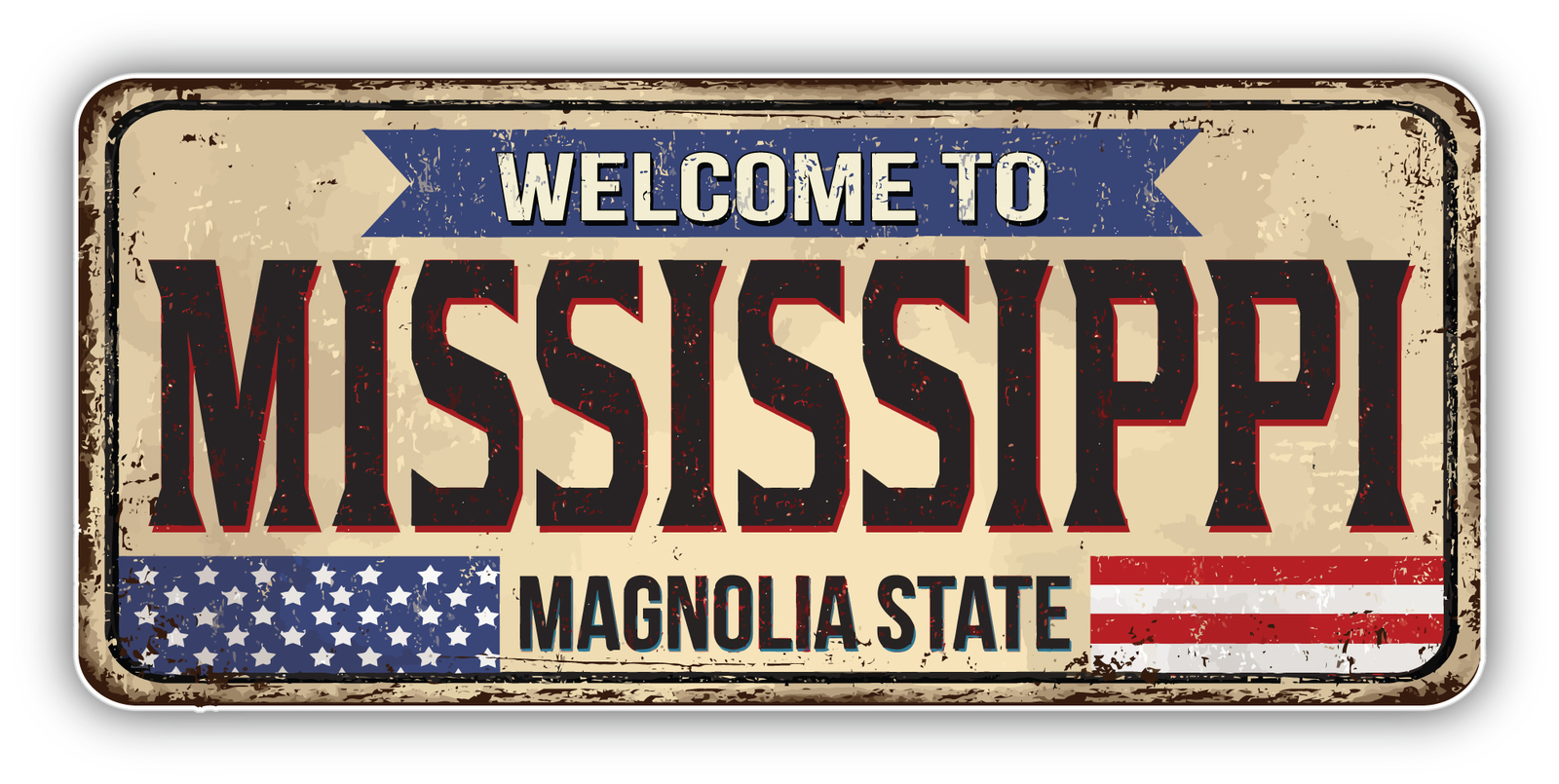 Mississippi USA State Grunge Retro Vinyl Sticker Decal