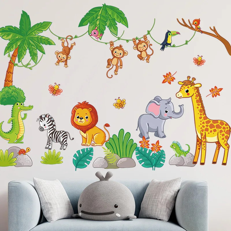 Cartoon Forest Animals Wall Stickers for Children Kids Rooms Girls Boys Baby