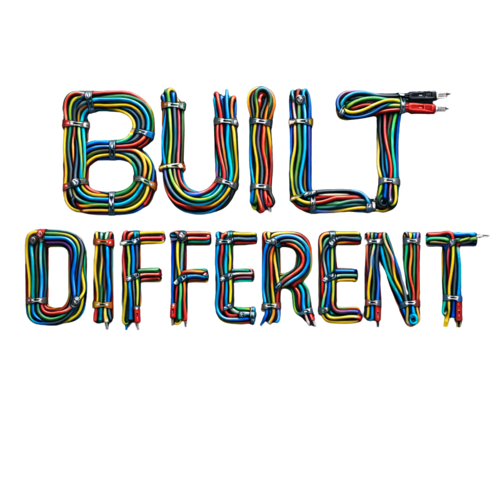 Built Different Electrician Wire Letters 3” UV DTF Hard Hat Sticker