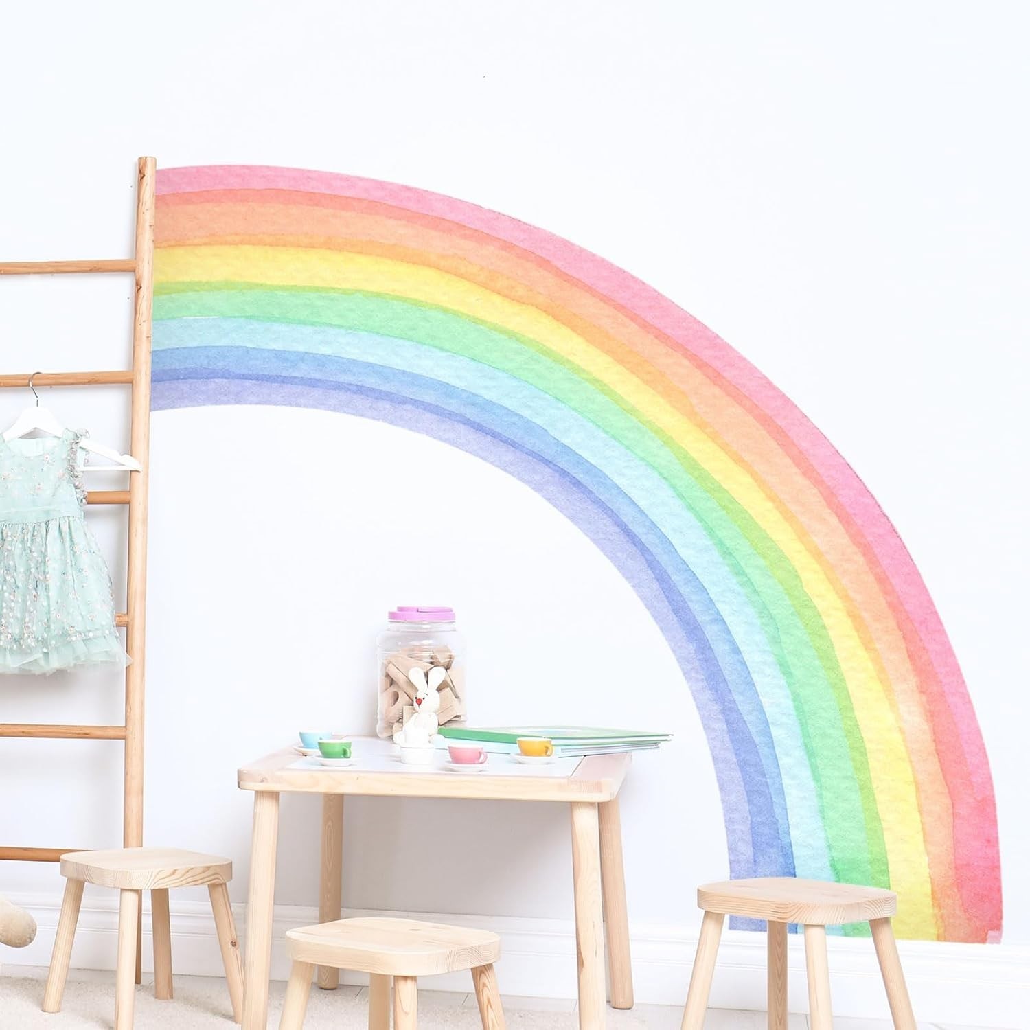55″x63″ Large Rainbow Wall Stickers, Mural Watercolor Half Rainbow Wall Decal…