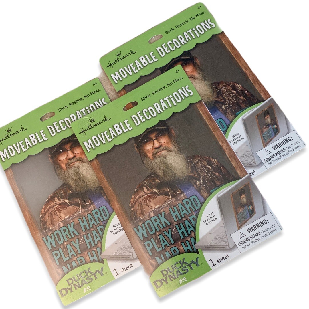 3 Hallmark Moveable Decorations Sticker Duck Dynasty Si Robertson Work Play Nap