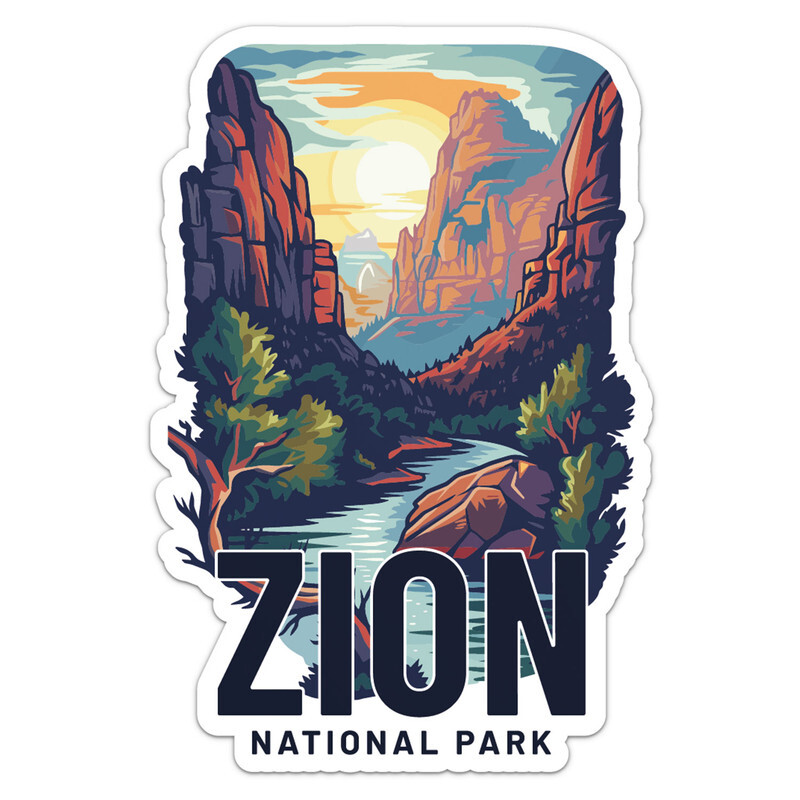 Retro Zion National Park Vinyl Decal Car Bumper Sticker