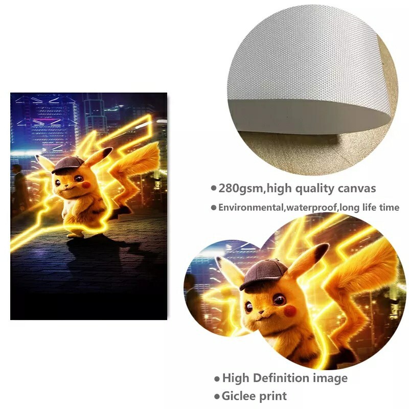 Pokemon Poster Without Frame Pikachu Detective Canvas 15×20 Cm Wall Decoration