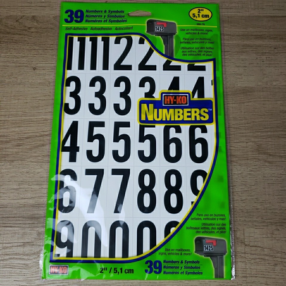 Hy-Ko Products MM-7N Self Adhesive Vinyl Numbers 2″ High Black & White 39 Pieces