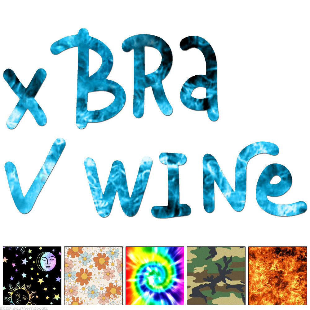 No Bra Wine – Decal Sticker – Multiple Patterns & Sizes – ebn6503