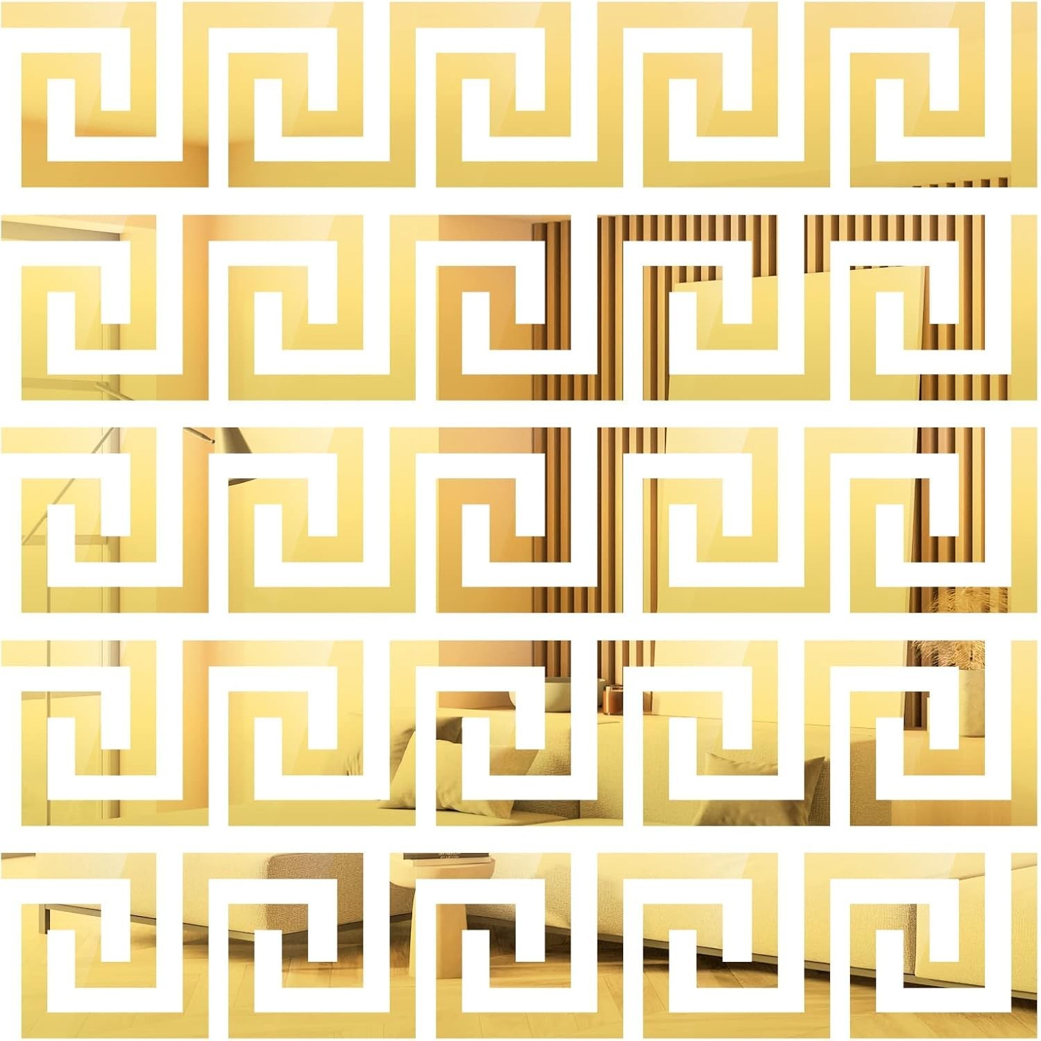 50Pcs Gold Mirror Stickers Wall Removable Peel and 50pcs gold,