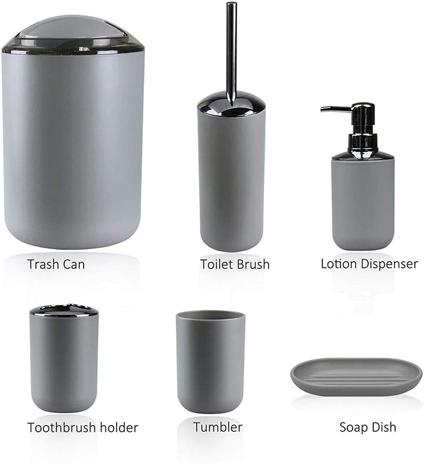 Bathroom Accessories Set,Grey Set,7 7 Pcs Set, Grey