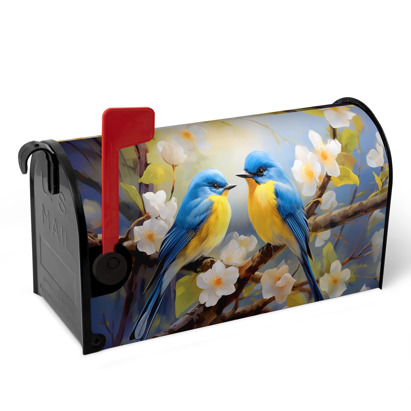 Dacawin Summer Bird Floral Mailbox Covers Magnetic 21x18inch, Bluebirds