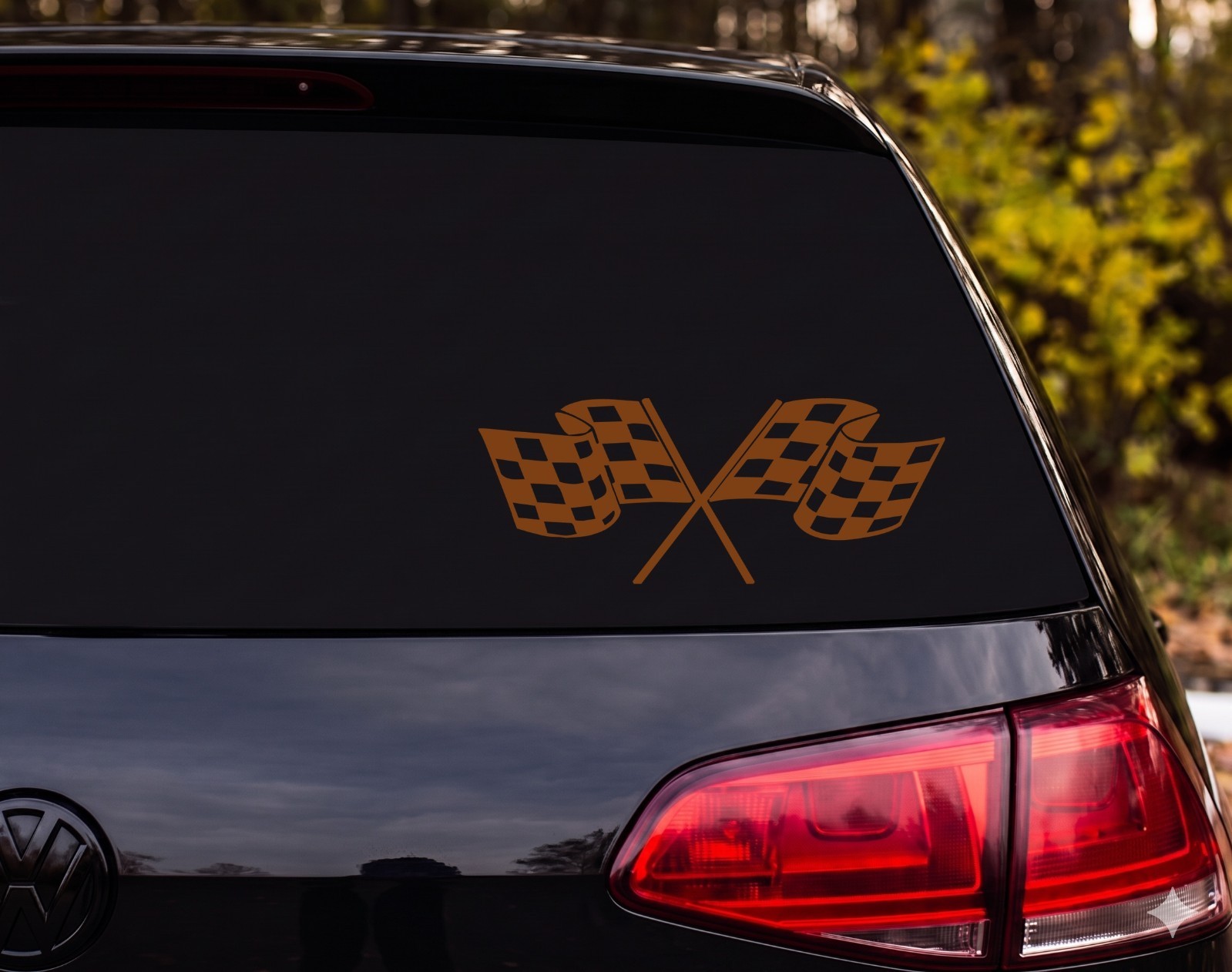 Crossed Checkered Racing Flags Vinyl Decal Sticker Car Truck | Racing Fan Gift