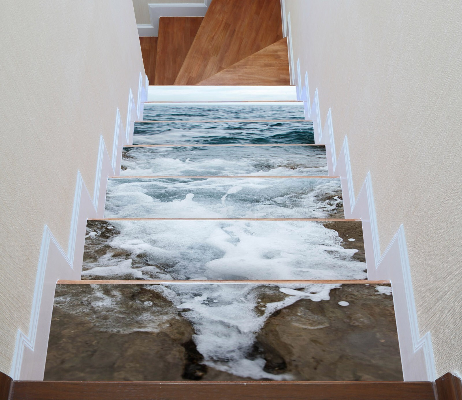 3D Sea Foam U890 Stair Risers Decoration Photo Mural Decal Wallpaper Romy