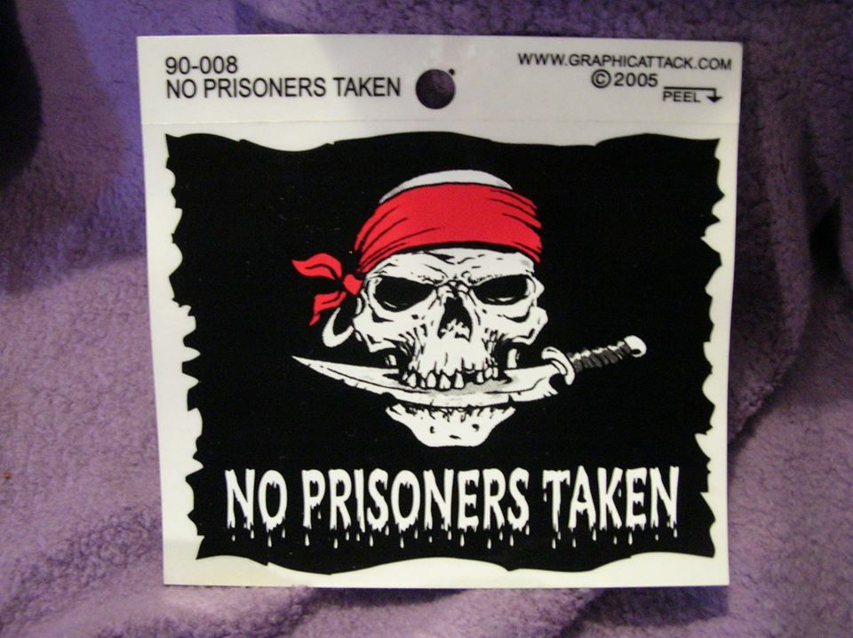 Pirate biker vinyl decal bumper sticker 6 designs see pics Jolly Roger Mutiny