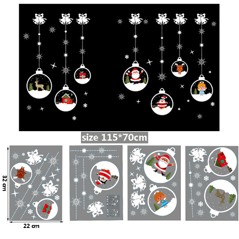 Christmas Window Cling Wall Sticker Decal Snowflake Santa Claus Reindeer Decor