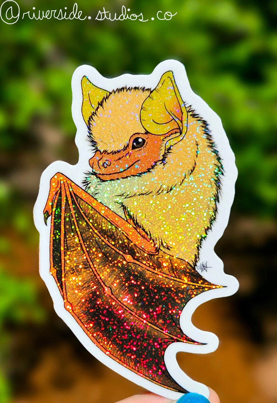 Painted Butterfly Bat Vinyl Glitter Sticker 3″ Original Wildlife Art