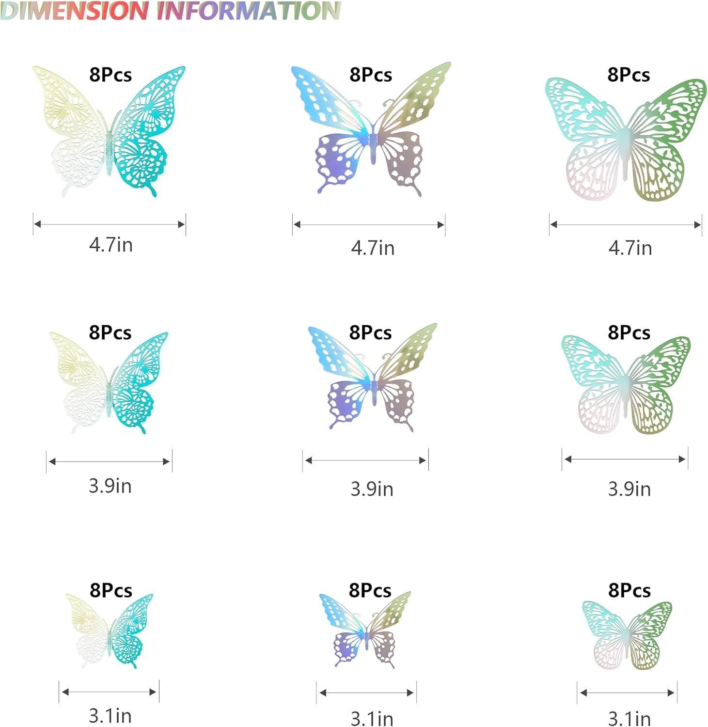72 Pcs Art Deco Butterfly Wall Decals – Metallic Removable for Home & Events