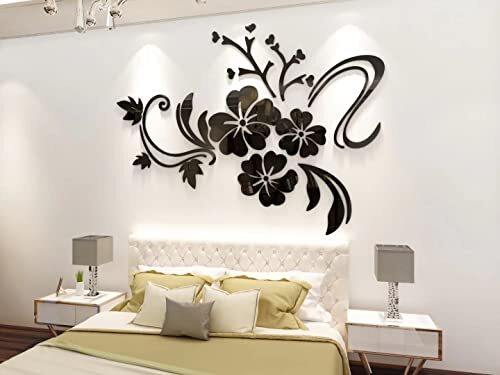 Wall Stickers 3D Flower Pattern – Family Wall Decals S:35*47 inch 2.black
